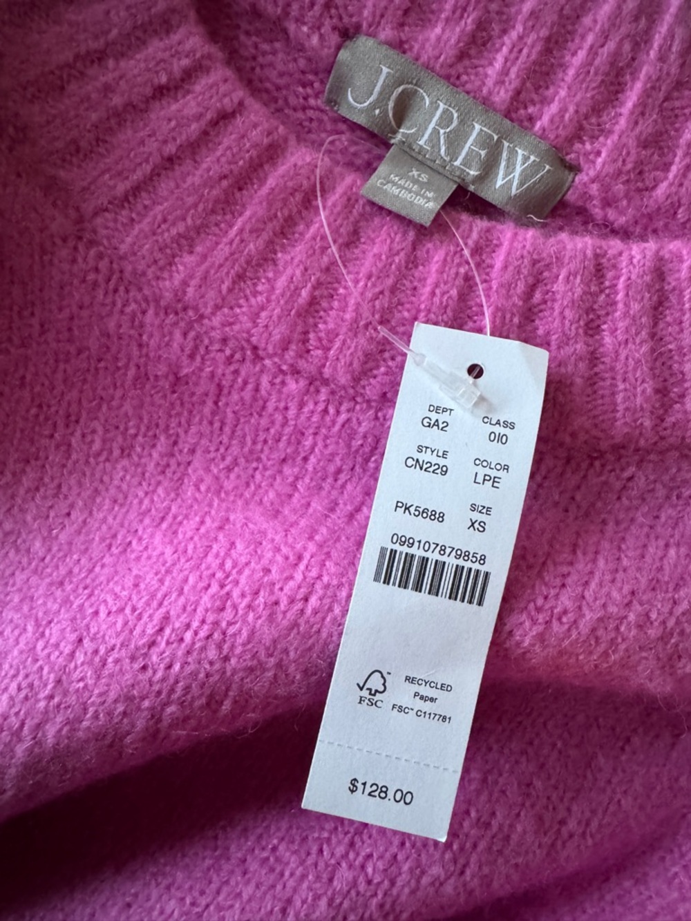 NWT! J. Crew Women’s Relaxed crewneck pullover light petunia pointelle size XS - Picture 12 of 12